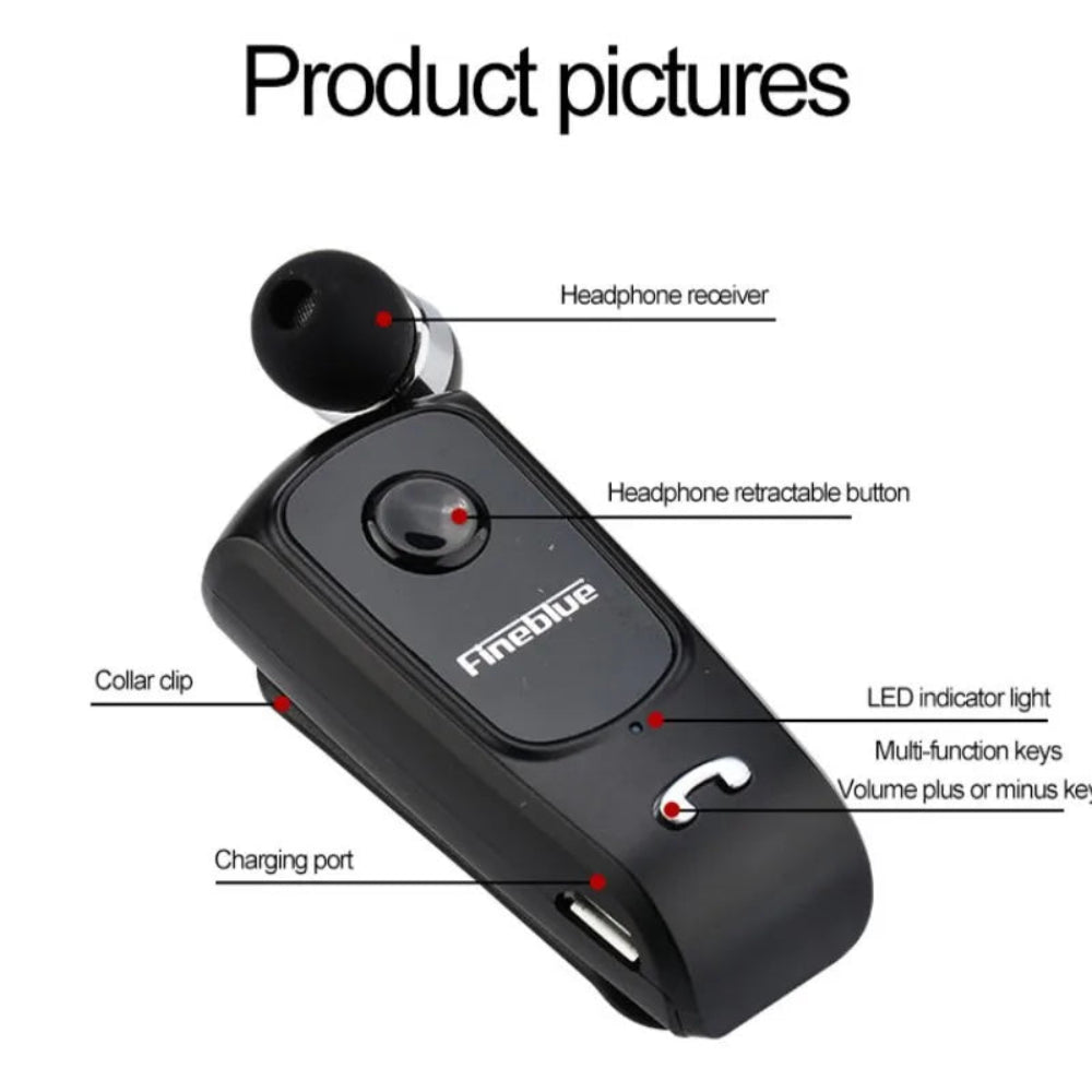 Fineblue F920 Pro Bluetooth 5.1 - Fone Retrátil com Clipe, Chamadas HD