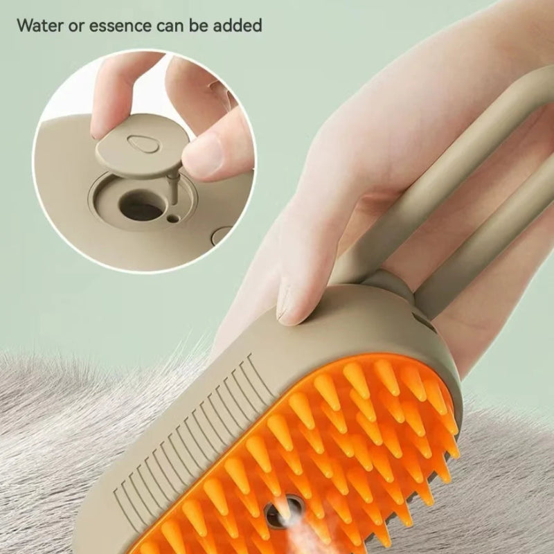 Escova 3 em 1 Vapor para Cão e Gato - Remoção Pelos, Massagem, Limpeza Anti-Estática