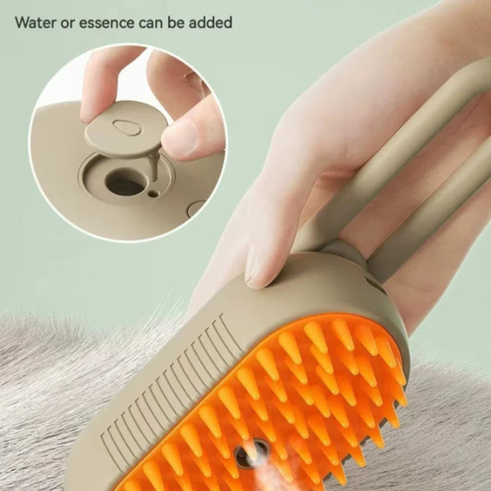 Escova 3 em 1 Vapor para Cão e Gato - Remoção Pelos, Massagem, Limpeza Anti-Estática