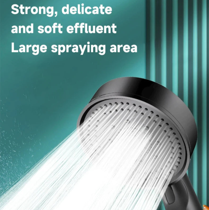 Chuveiro 6 Jatos Alta Pressão Multifuncional - Massagem, Ajustável, Grande Bocal