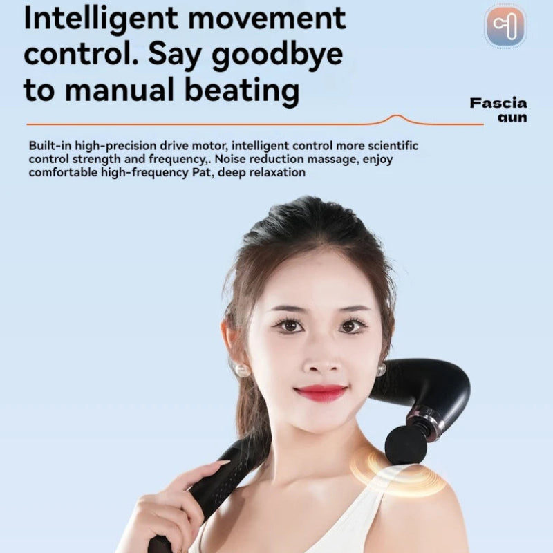 Pistola de Fáscia Inteligente Gancho Curvo 2024 - 9 Níveis, Alívio Dor Costas, Portátil