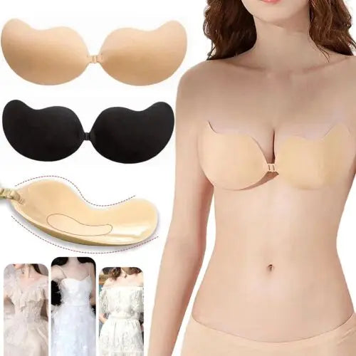 Sutiã Nude Invisível Push Up - Adesivo Silicone, Levanta Seios, Sem Costuras, Casamento/Festas