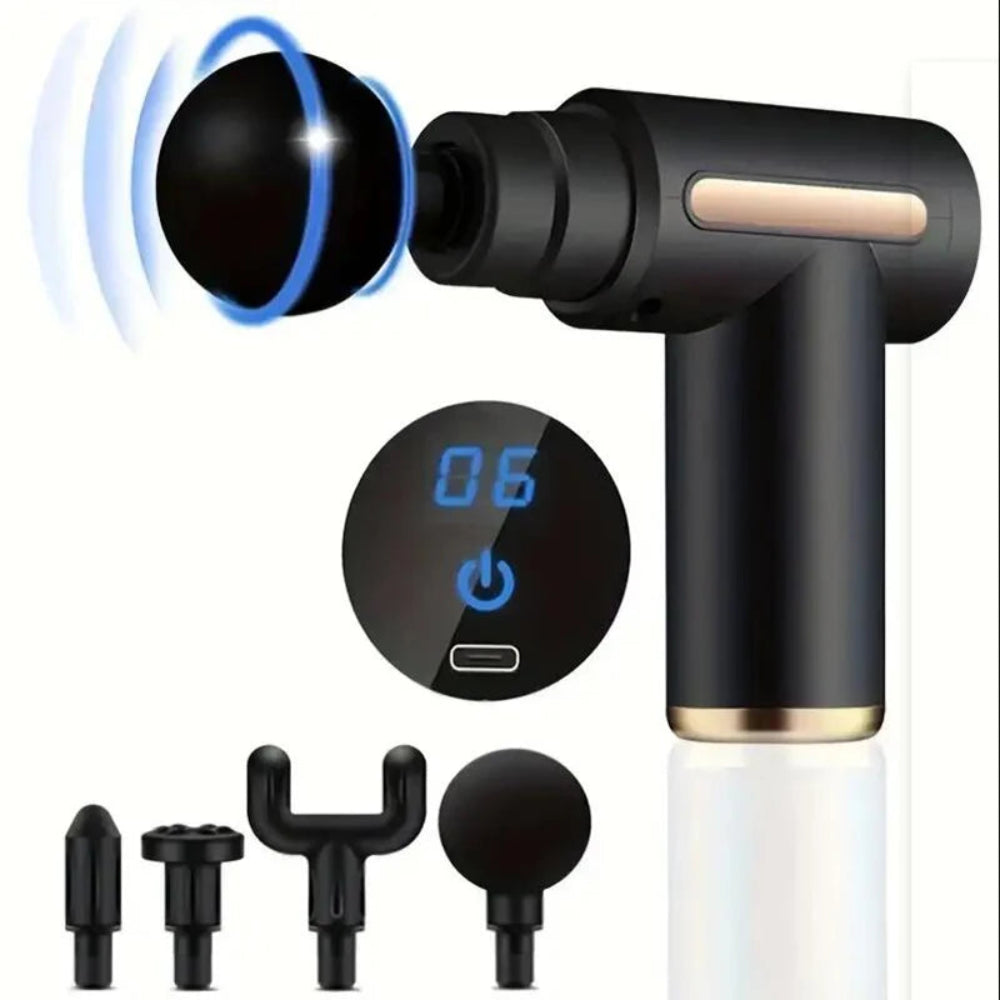 Mini Pistola de Massagem Muscular Portátil - Alívio Dor, Relaxamento, Viagem, USB-C
