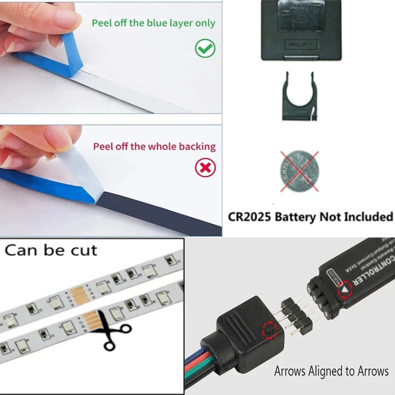 Fita LED USB 5V 5050 RGB - Bluetooth/WiFi/Alexa, 1m-30m, Decoração Quarto/TV