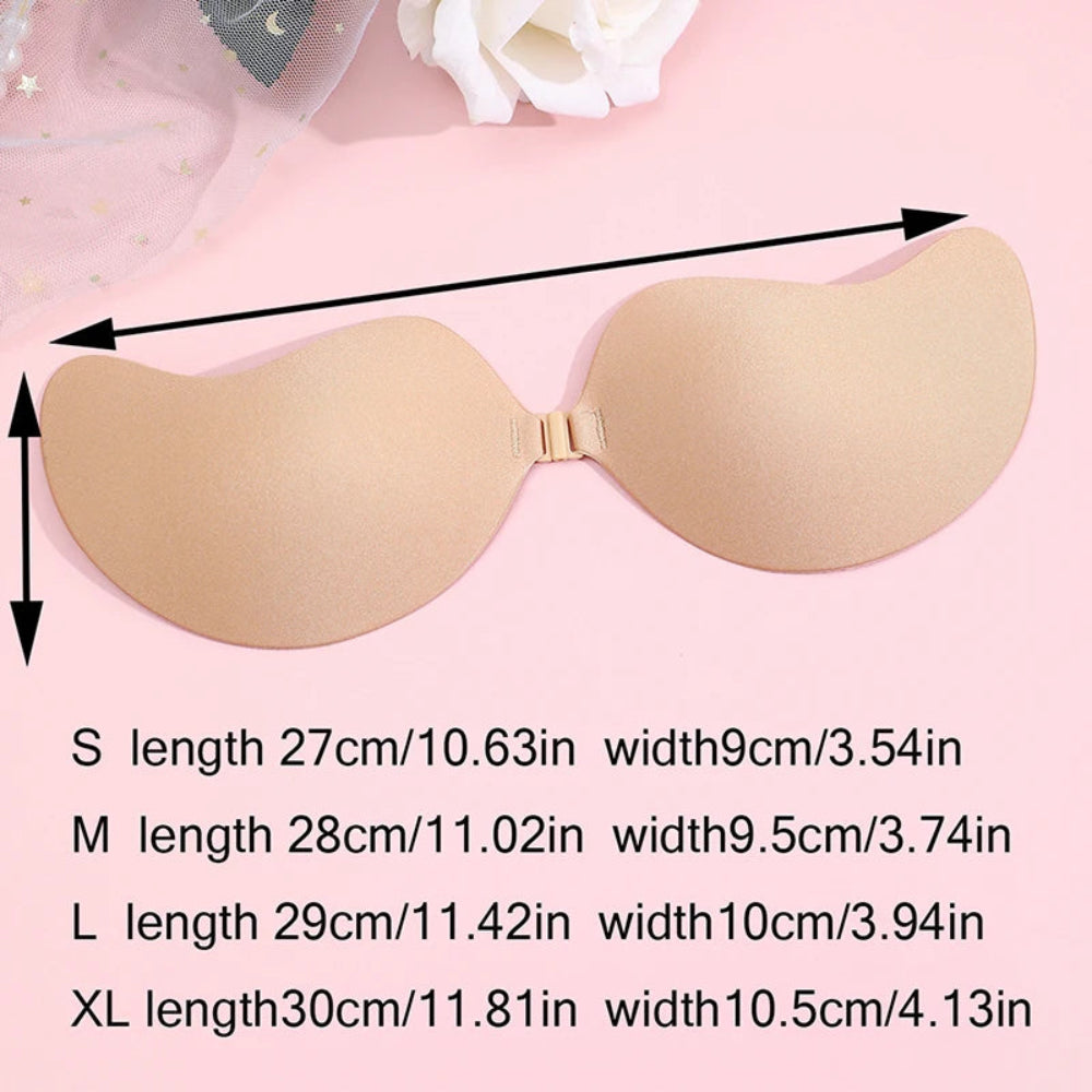 2 Pares Adesivos de Silicone Push Up Invisível - Sutiã Nude Autoadesivo, Levanta Seios, Sem Alças, Casamento/Festa