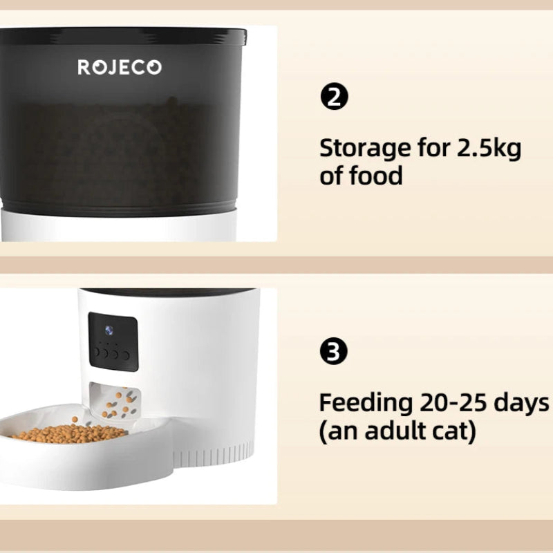 Alimentador Automático Inteligente Versão com Câmera 3L - WiFi, Recarregável, Gatos/Cães, Controlo Remoto