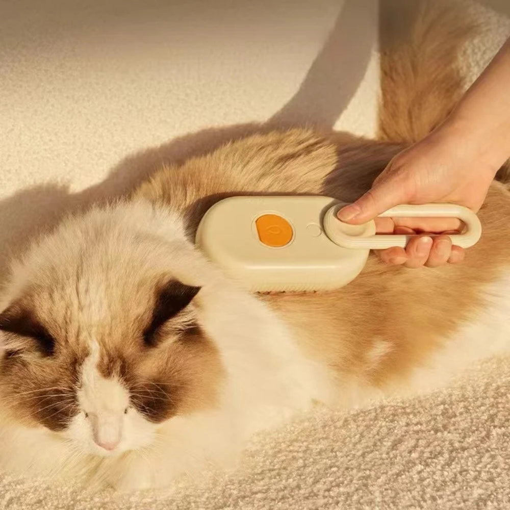 Escova 3 em 1 Vapor para Cão e Gato - Remoção Pelos, Massagem, Limpeza Anti-Estática