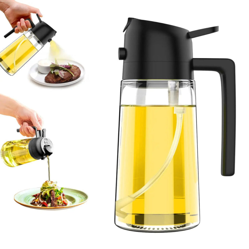 Dispensador Azeite 2 em 1 com Pulverizador 500ml - Borrifador e Doseador, Cozinha Saudável