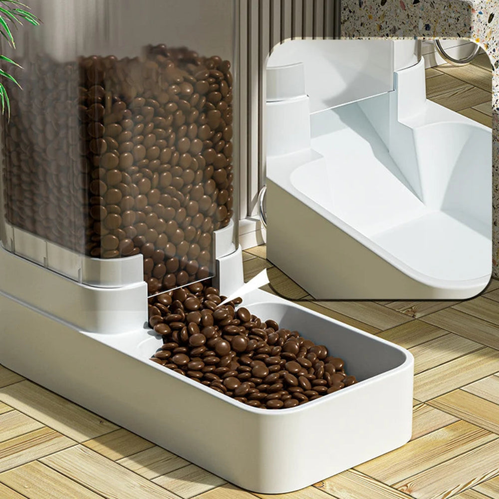 Alimentador Automático Cães/Gatos - Água e Comida, Transparente, Grande Capacidade