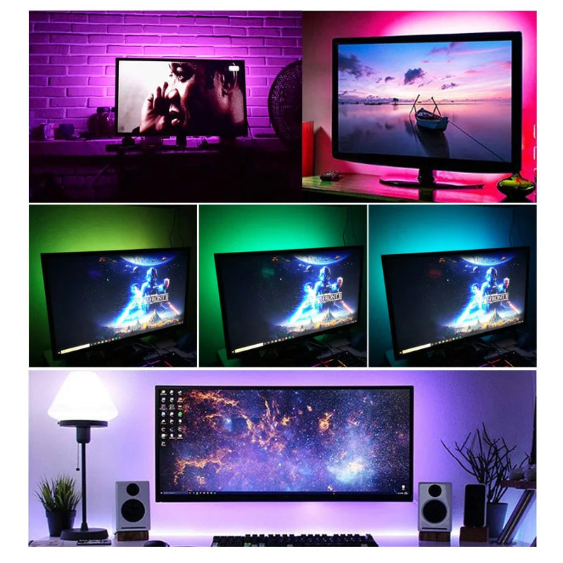 Fita LED USB 5V 5050 RGB - Bluetooth/WiFi/Alexa, 1m-30m, Decoração Quarto/TV