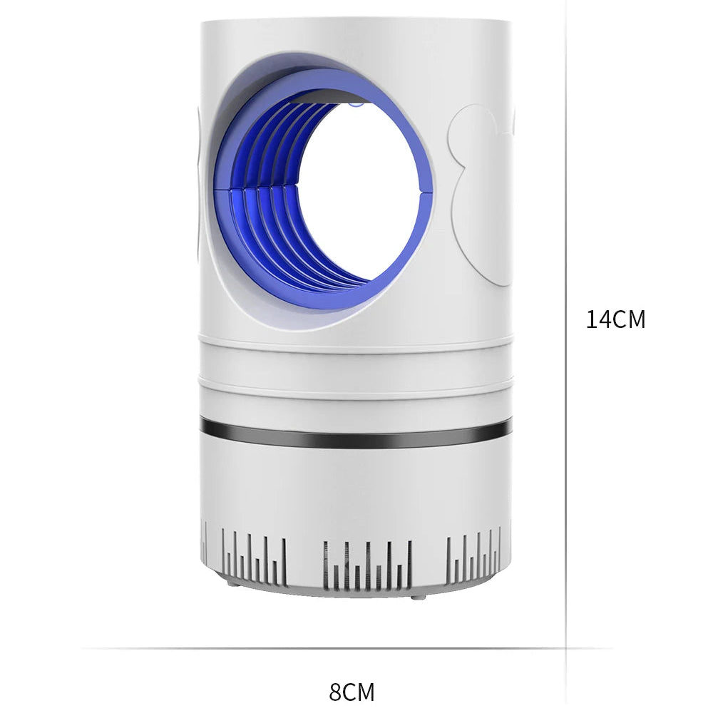 Armadilha para Mosquitos Elétrica LED – Candeeiro Mata-Insetos USB com Luz Ultravioleta 368nm, Sucção Forte por Vórtice, Silencioso