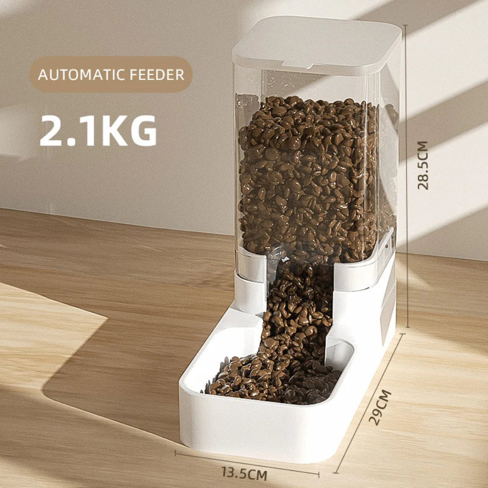 Alimentador Automático Cães/Gatos - Água e Comida, Transparente, Grande Capacidade
