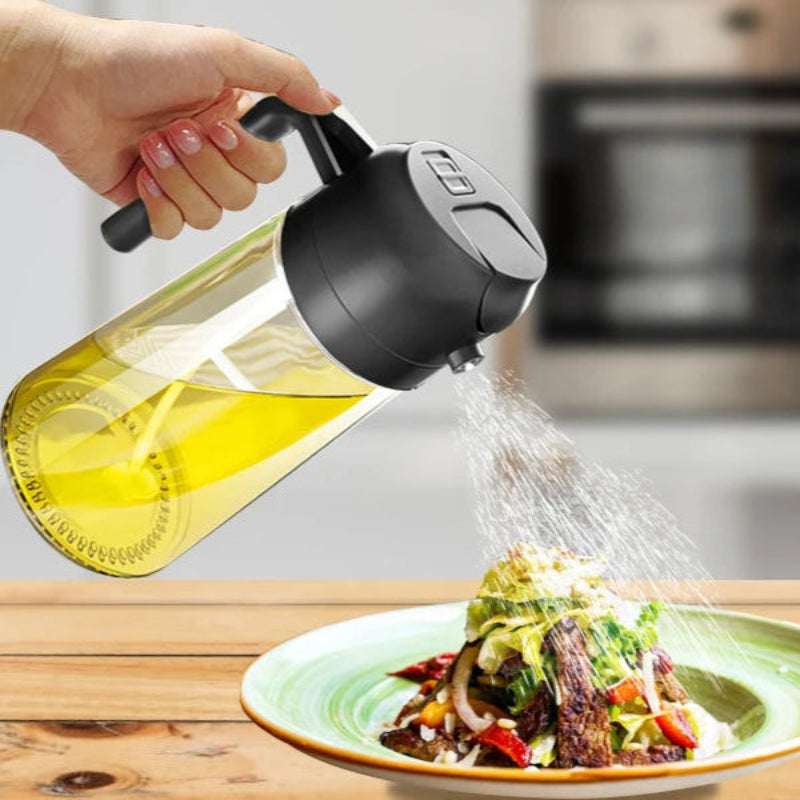 Dispensador Azeite 2 em 1 com Pulverizador 500ml - Borrifador e Doseador, Cozinha Saudável