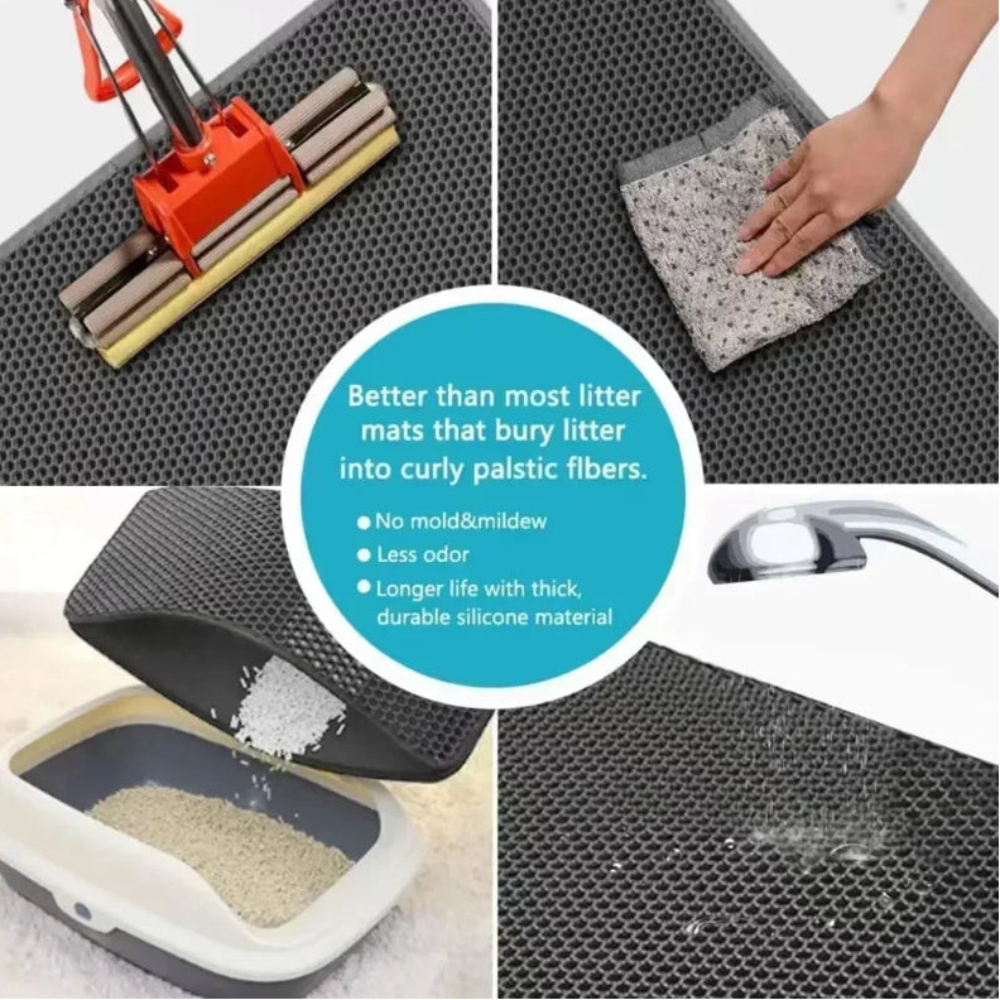 Tapete Areia Gato Dupla Camada - Antiderrapante, Impermeável, Fácil Limpeza, Grande