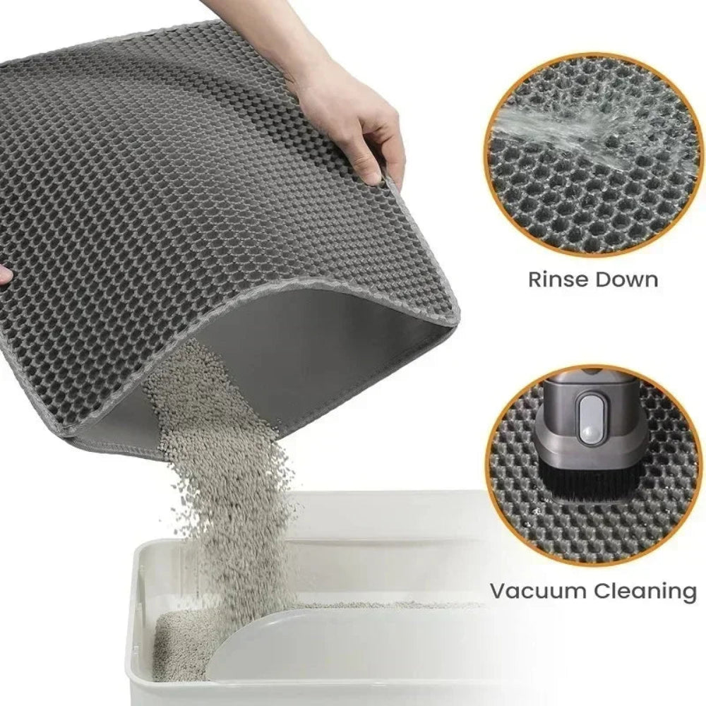 Tapete Areia Gato Dupla Camada - Antiderrapante, Impermeável, Fácil Limpeza, Grande