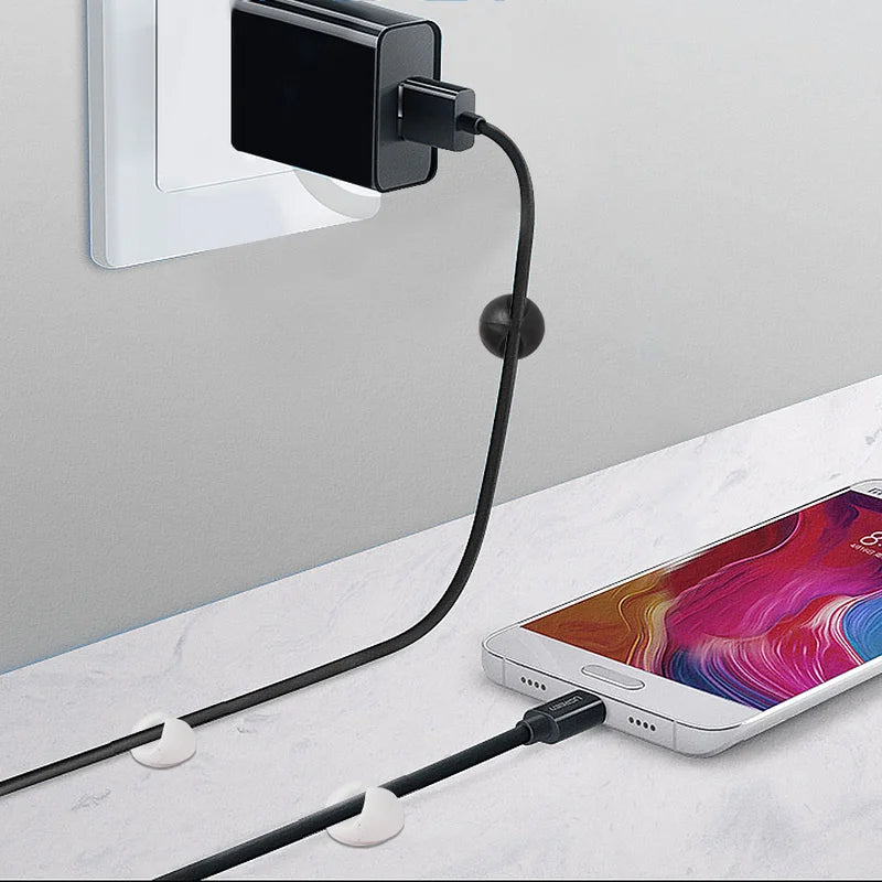 Organizador Cabos USB Silicone - 10/20 Peças, Fixador Fios, Suporte Fone