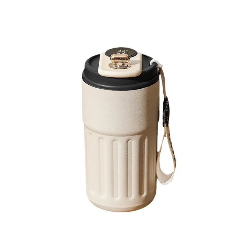 Garrafa Térmica Inteligente LED - Temperatura Digital, Aço Inox 316, 450mL, Café/Água, Portátil
