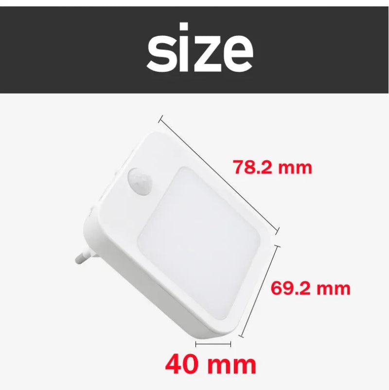 Luz Noturna LED Sensor Movimento - Quente/Frio, Regulável, Tomada EU