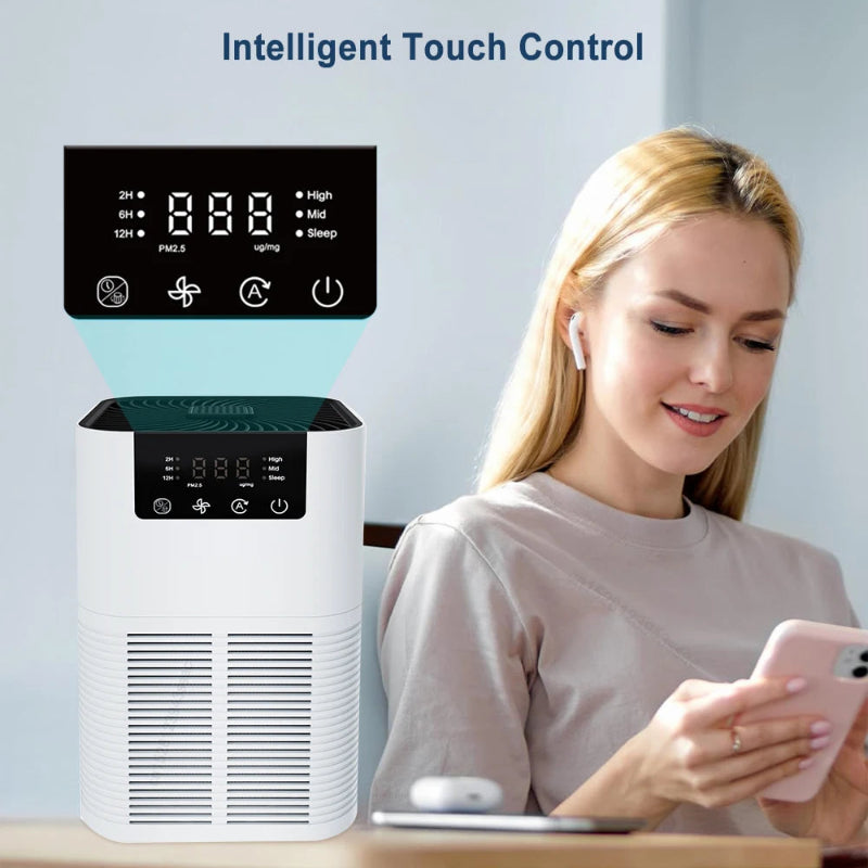 Purificador de Ar com Íons Negativos - HEPA, Aromaterapia, Fumo/Odores, Silencioso