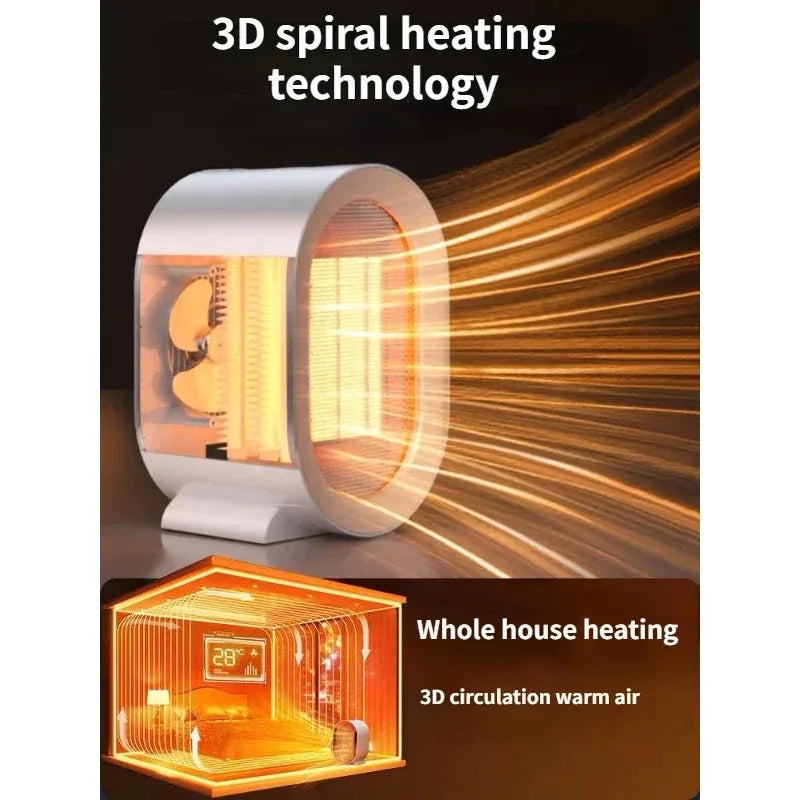 Aquecedor Elétrico Portátil 1200W - Ventilador Mesa, 2 Modos, Aquecimento Rápido, Escritório/Casa