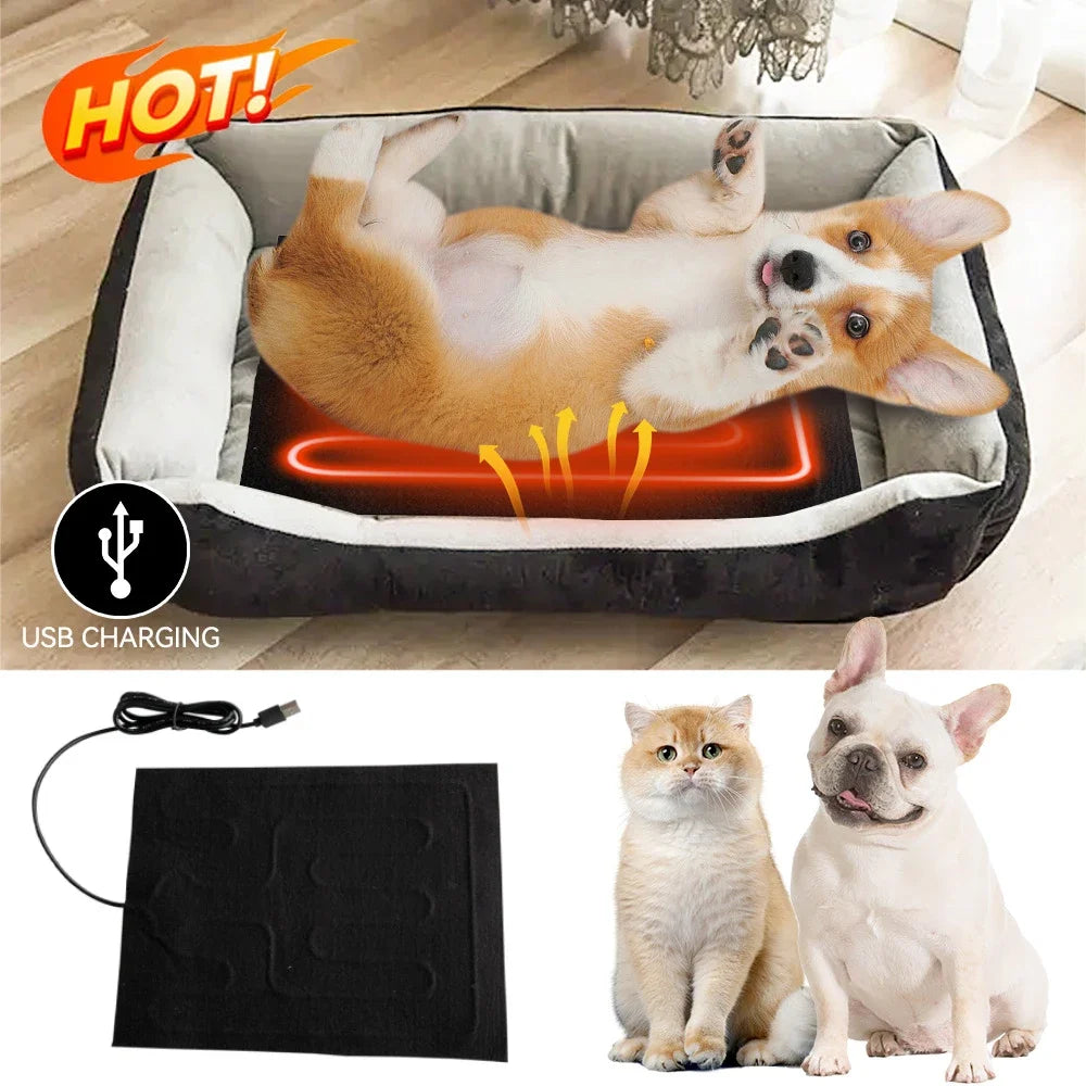Almofada Aquecida USB Lavável - Cães/Gatos/Répteis de Estimação, Segura, Inverno Quente
