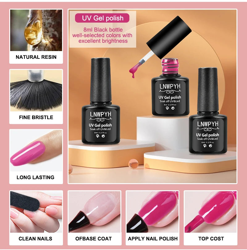 Kit Esmalte Gel Completo - Lâmpada UV 36W, 10 Cores Gel, Polygel, Broca Elétrica