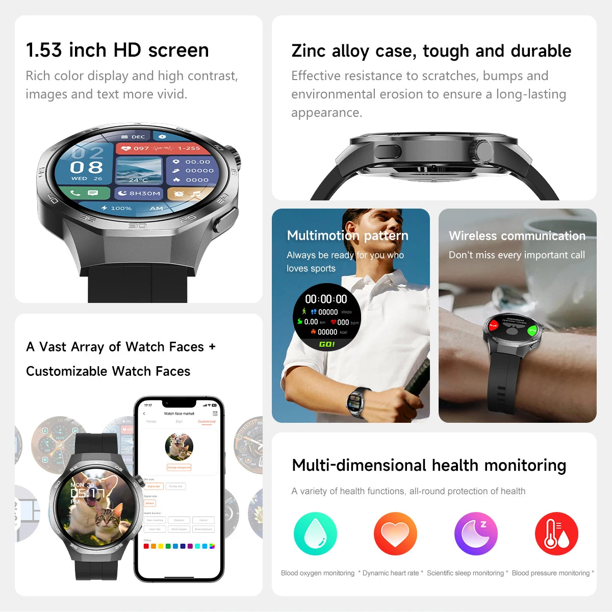 Smartwatch GT5 Pro - 2025 - AMOLED 1.53", NFC, Chamada BT, IP68, Rastreador GPS, Saúde, À Prova D'Água
