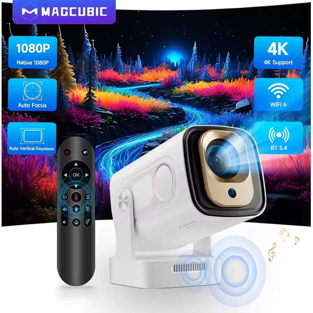 Projetor Inteligente Full HD 1080P Nativo – 330 ANSI Lumens, Android TV Integrado, WiFi 6 Dual Band, Bluetooth 5.4