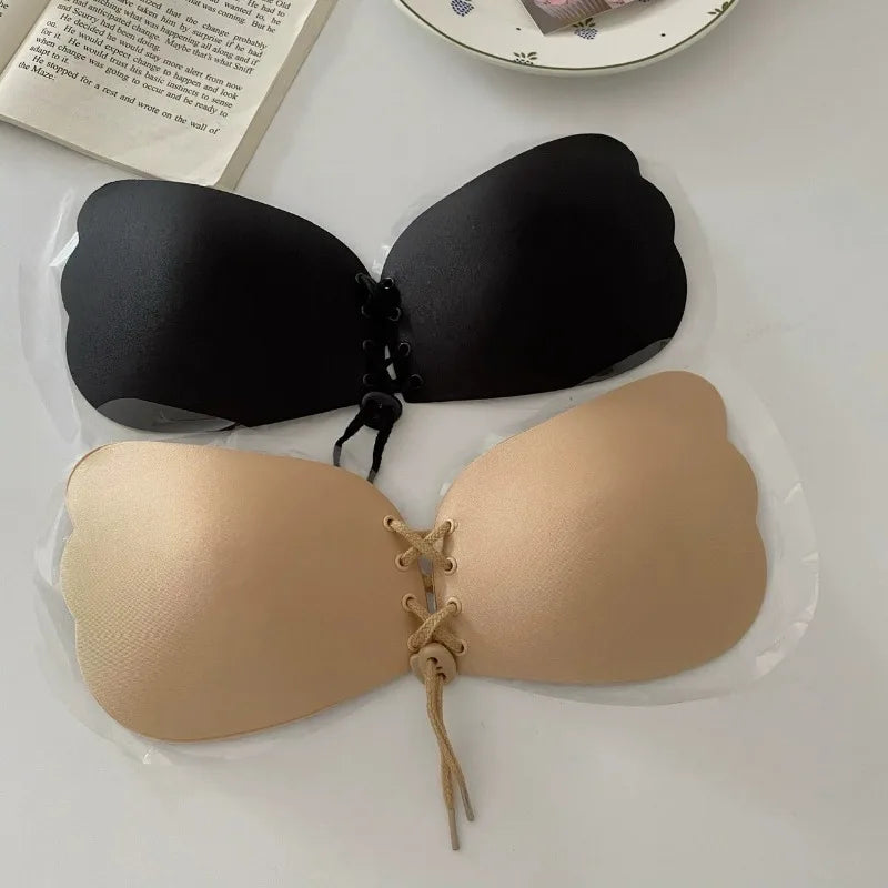 Sutiã Nude Invisível Push Up - Adesivo Silicone, Levanta Seios, Sem Costuras, Casamento/Festas