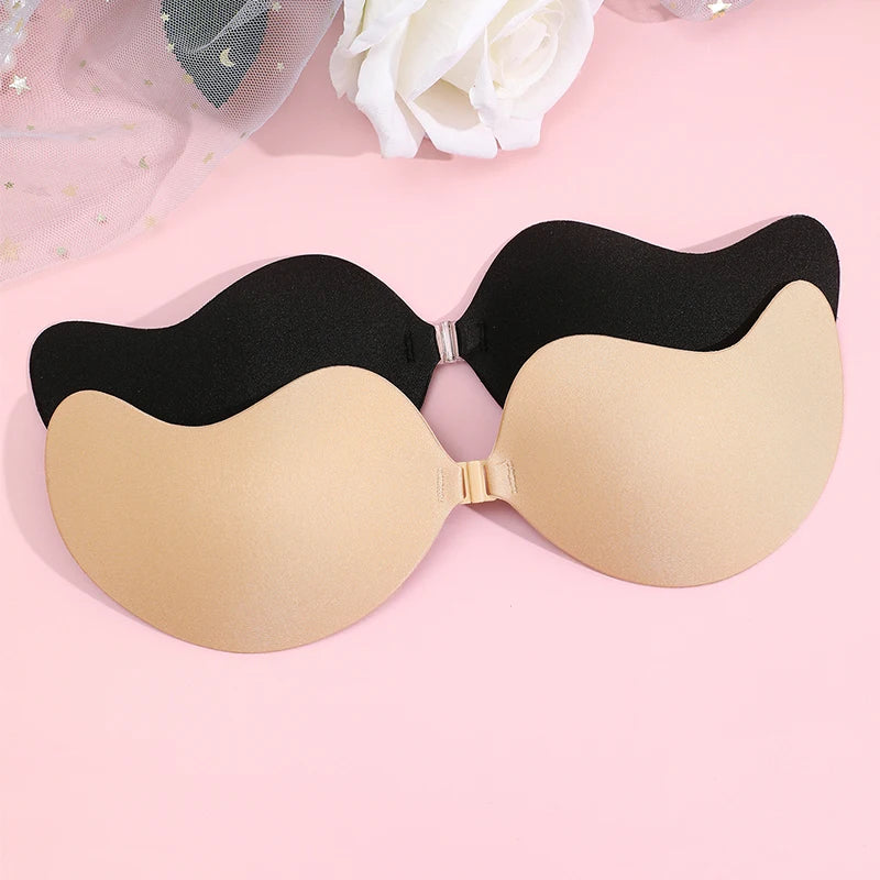 2 Pares Adesivos de Silicone Push Up Invisível - Sutiã Nude Autoadesivo, Levanta Seios, Sem Alças, Casamento/Festa