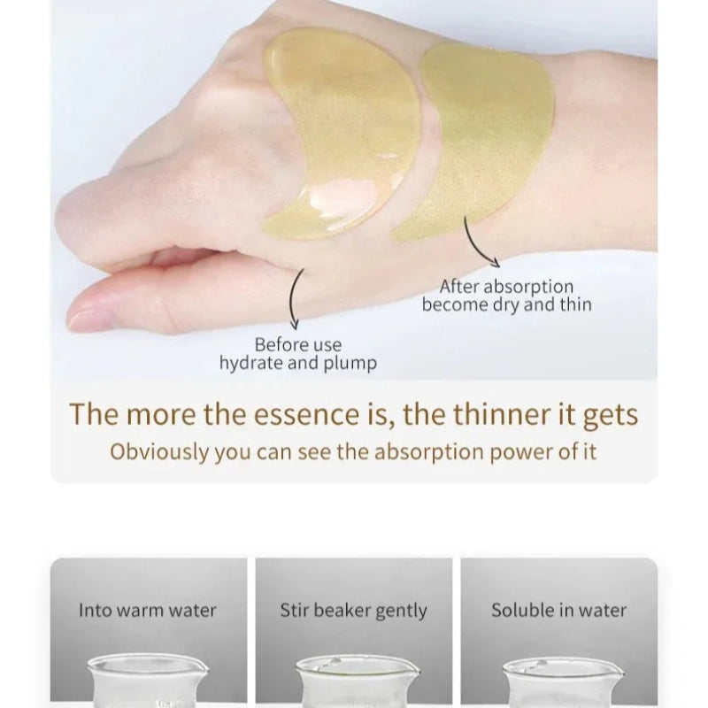 Máscara Olhos Hidratante Antirrugas - 60 Unidades, Reduz Olheiras e Papos