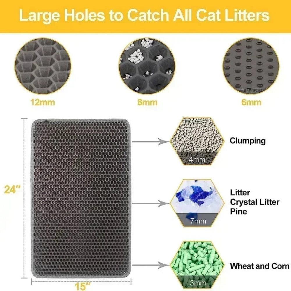 Tapete Areia Gato Dupla Camada - Antiderrapante, Impermeável, Fácil Limpeza, Grande