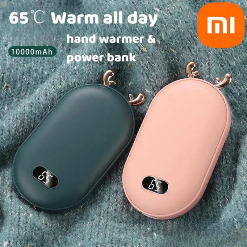 Aquecedor de Mão Xiaomi 2 em 1 10000mAh - Power Bank, Temp. Ajustável, 10h Calor, Inverno