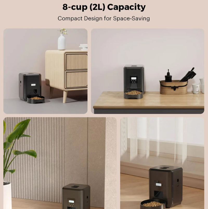 Alimentador Automático Inteligente - Gatos/Cães, Dispensador Quantitativo, Comida Lenta, LCD