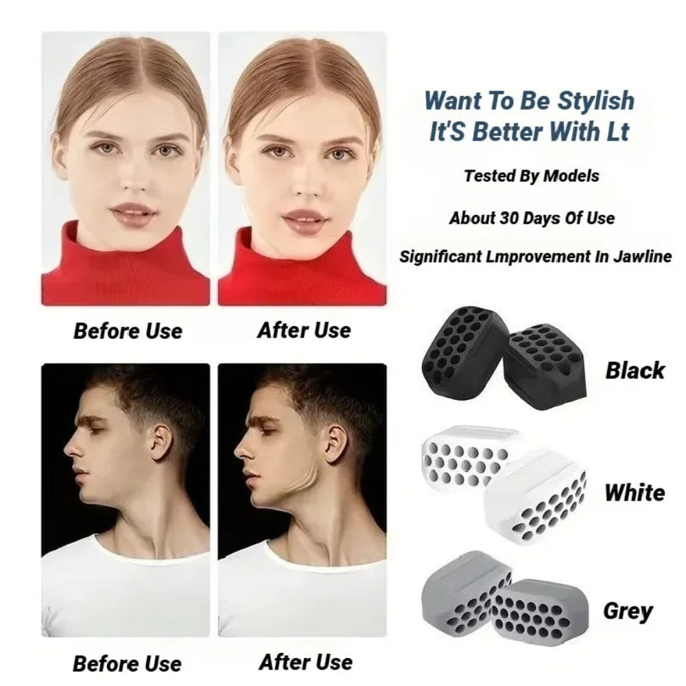 Exercitador de Mandíbula e Tonificador Facial – Kit de Treino Muscular em Silicone
