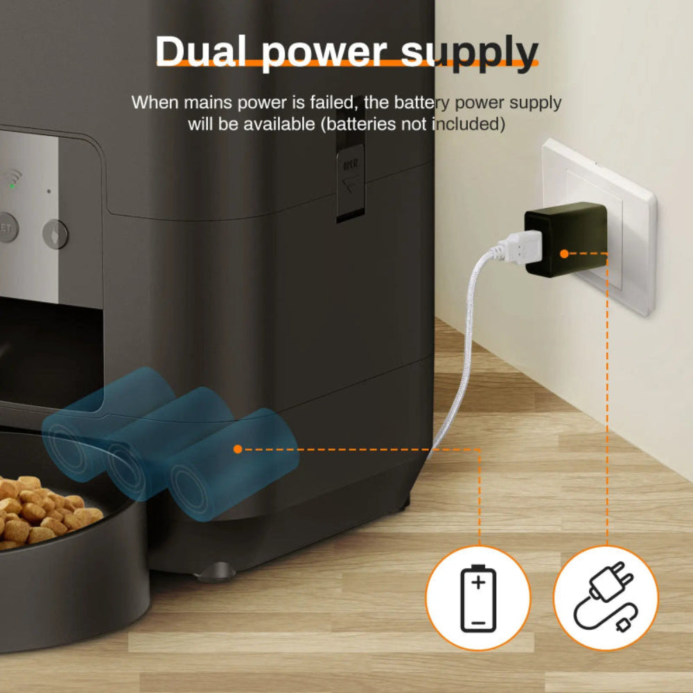 Alimentador Automático Inteligente - Gatos/Cães, Dispensador Quantitativo, Comida Lenta, LCD