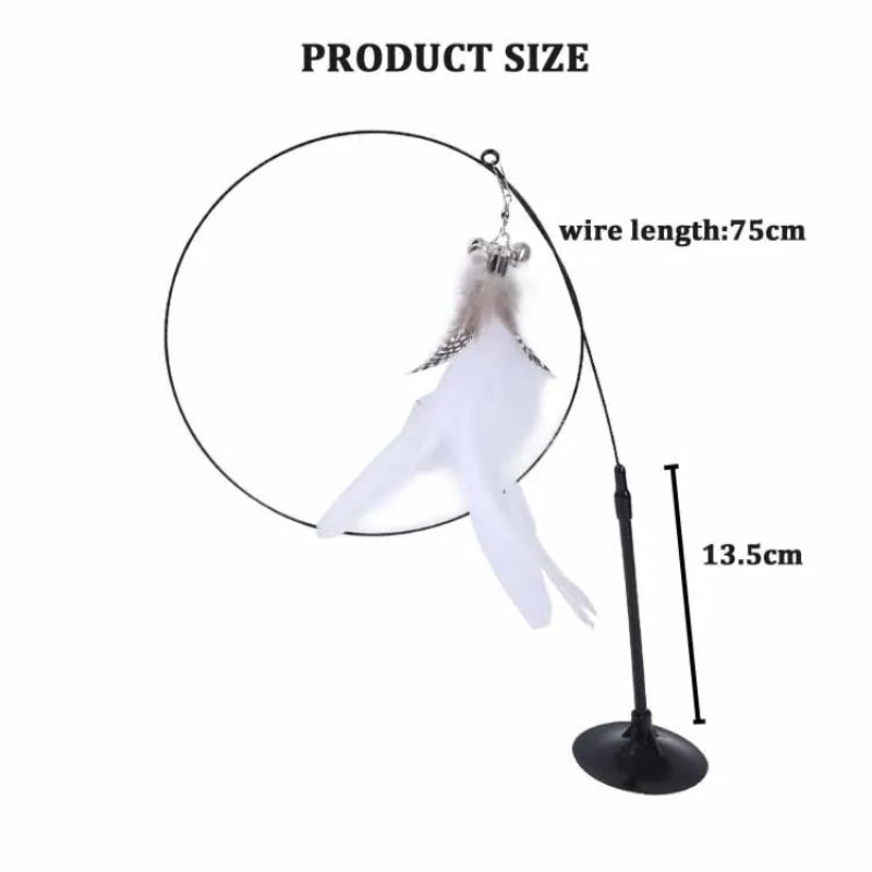 Brinquedo Interativo Gato Pena e Sino - Varinha, Ventosa, Destacável, Diversão Garantida