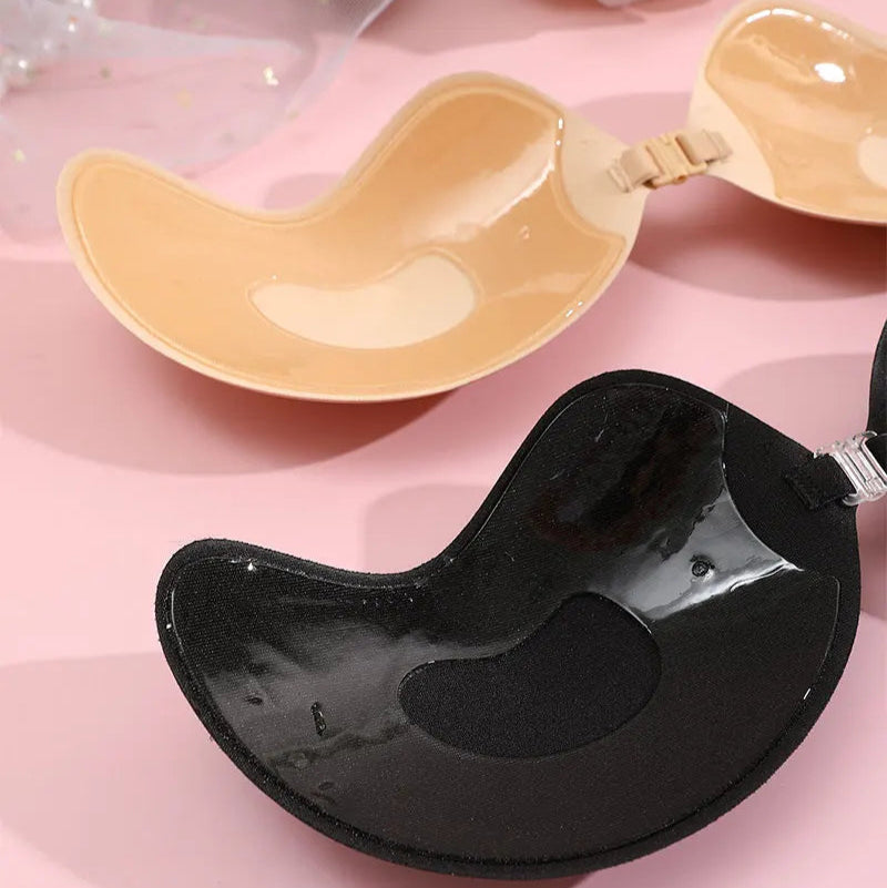 2 Pares Adesivos de Silicone Push Up Invisível - Sutiã Nude Autoadesivo, Levanta Seios, Sem Alças, Casamento/Festa