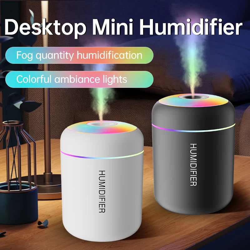 Mini Umidificador de Ar 180ML USB - Difusor Aroma, Aromaterapia, Luzes LED, Casa/Carro