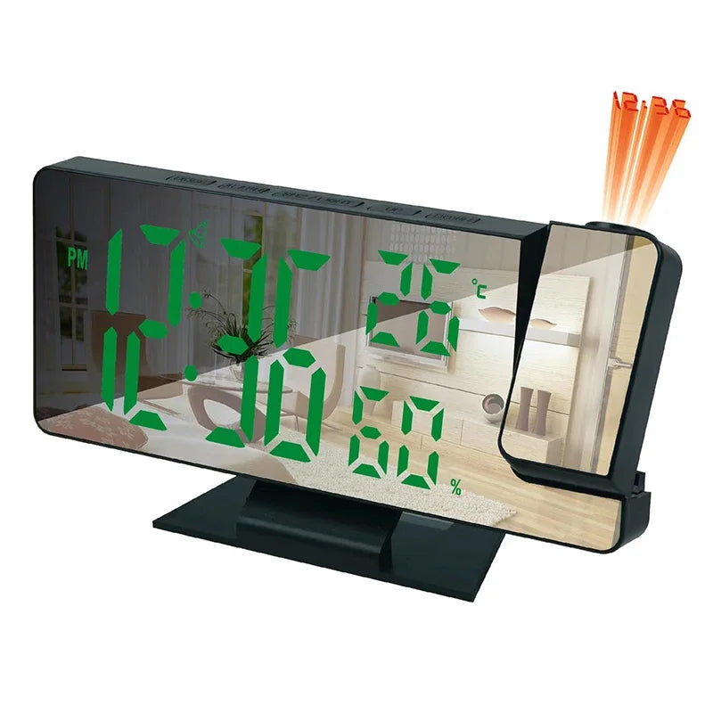 Despertador Digital LED com Projeção - Teto/Parede, Temperatura, Soneca, Visor Grande