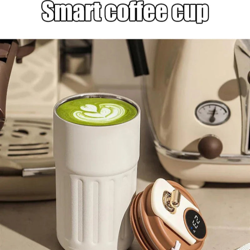 Garrafa Térmica Inteligente LED - Temperatura Digital, Aço Inox 316, 450mL, Café/Água, Portátil