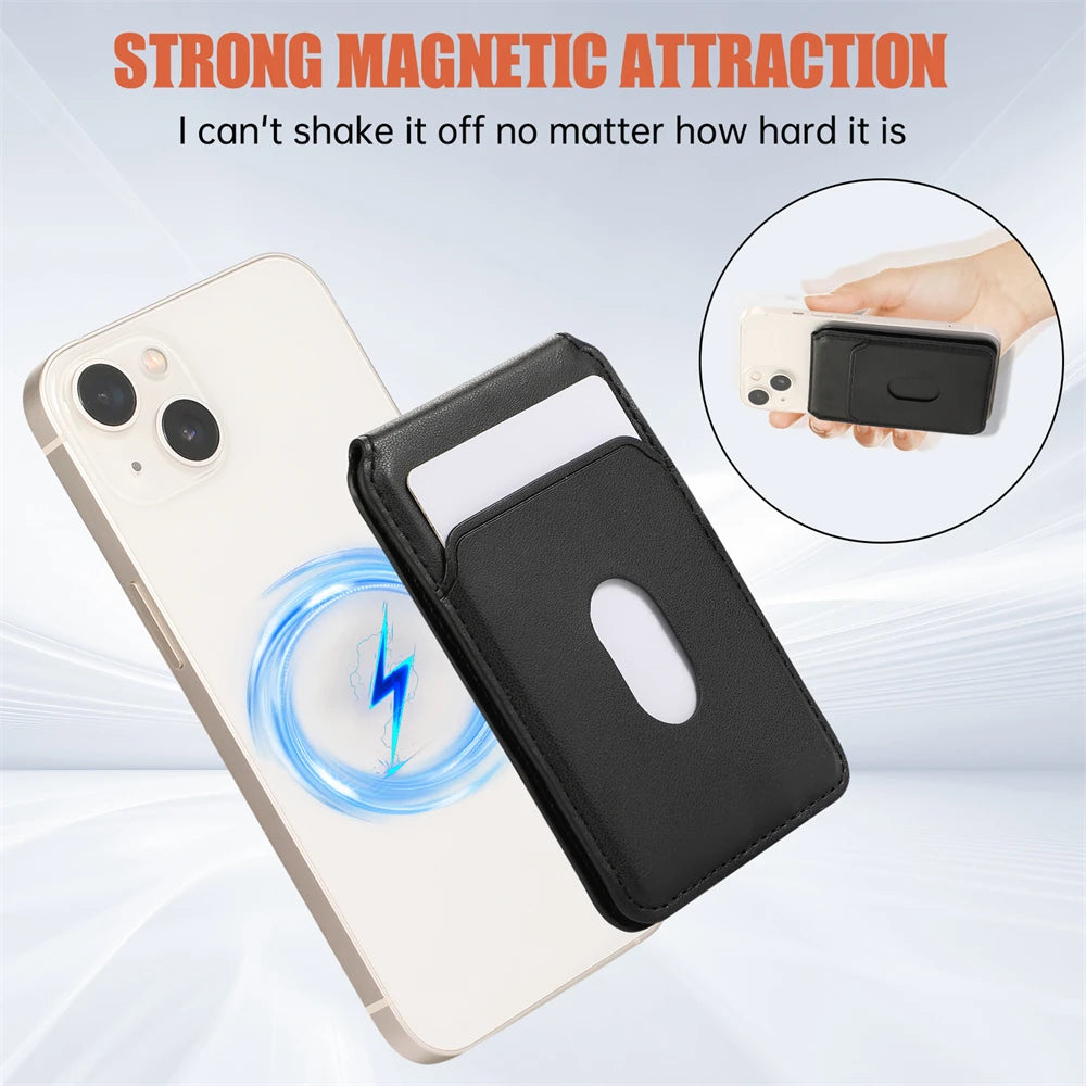 Carteira Magnética MagSafe Couro - Porta-Cartões, iPhone/Samsung, Várias Cores
