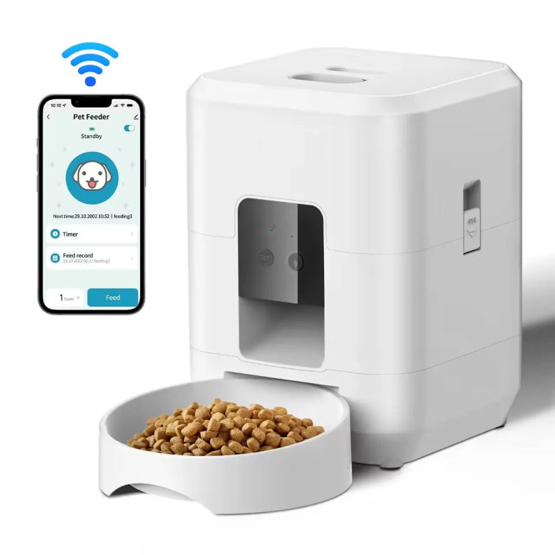 Alimentador Automático Inteligente - Gatos/Cães, Dispensador Quantitativo, Comida Lenta, LCD