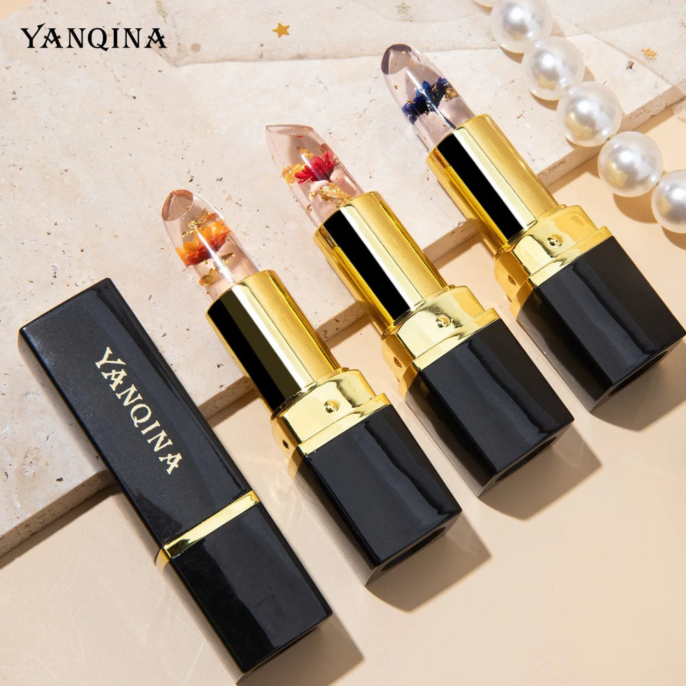 Batom Mágico Clássico Transparente com Flor e Folhas de Ouro - A elegância das Rosas 24 Horas