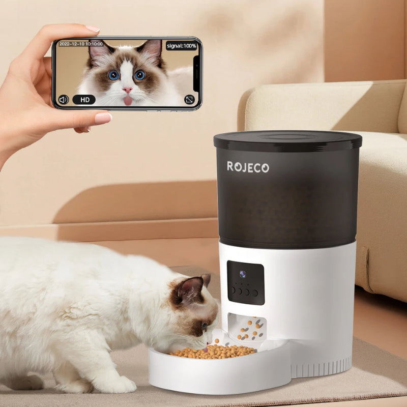Alimentador Automático Inteligente Versão com Câmera 3L - WiFi, Recarregável, Gatos/Cães, Controlo Remoto