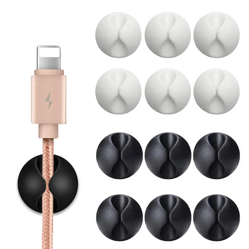 Organizador Cabos USB Silicone - 10/20 Peças, Fixador Fios, Suporte Fone