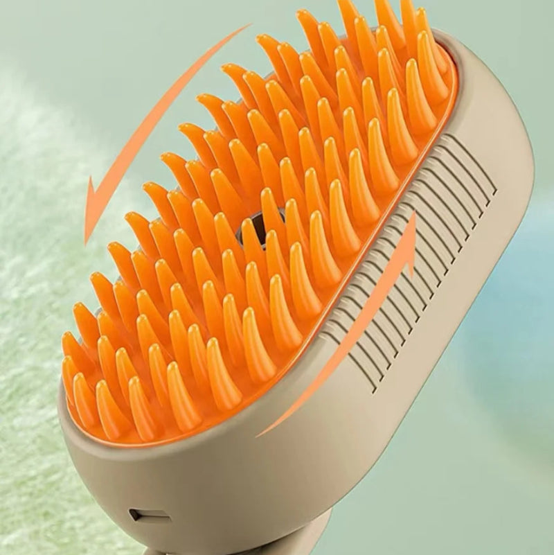 Escova 3 em 1 Vapor para Cão e Gato - Remoção Pelos, Massagem, Limpeza Anti-Estática