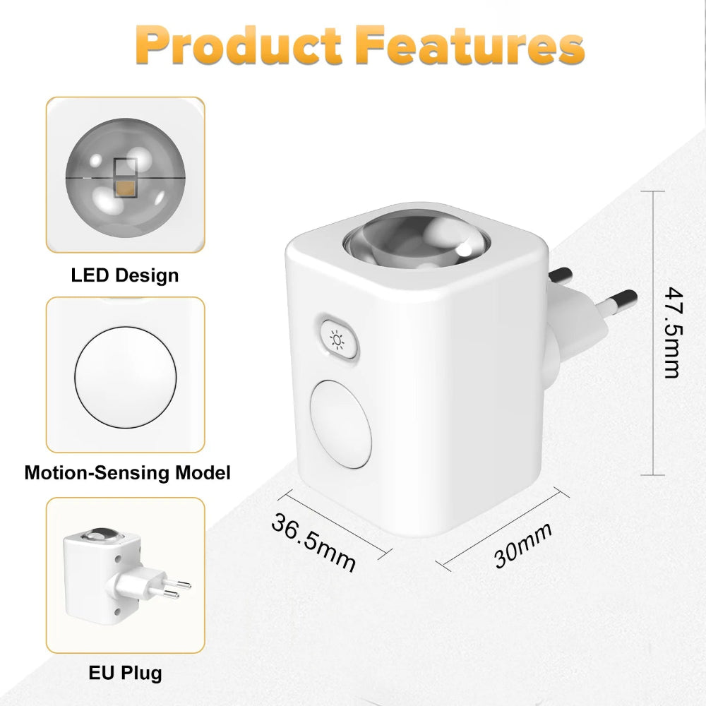 Lâmpada de Parede LED com Sensor Automático – Luz de Presença RGB 7 Cores para Corredores e Quartos