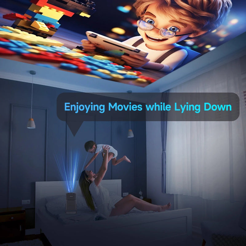 Projetor HY320 Mini 720P Android 11 4K - 300ANSI, WiFi6, BT5.0, 180° Rotativo, Cinema Portátil