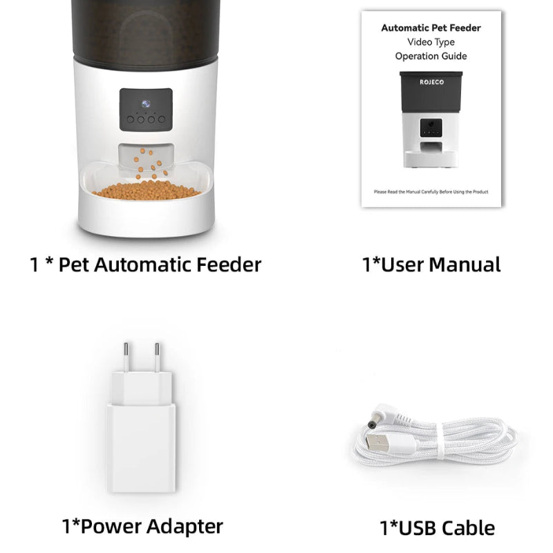 Alimentador Automático Inteligente Versão com Câmera 3L - WiFi, Recarregável, Gatos/Cães, Controlo Remoto